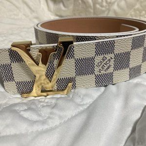 LOUIS VUITTON Initial Ceinture Belt Damier Azur Leather WE M9609 90/36  89RA164